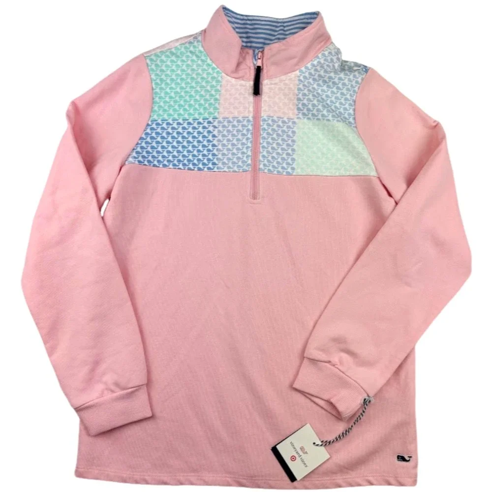 Vineyard Vines Target Girls 10 12‎ Pink Lightweight Jacket Whale Patchwork NWT